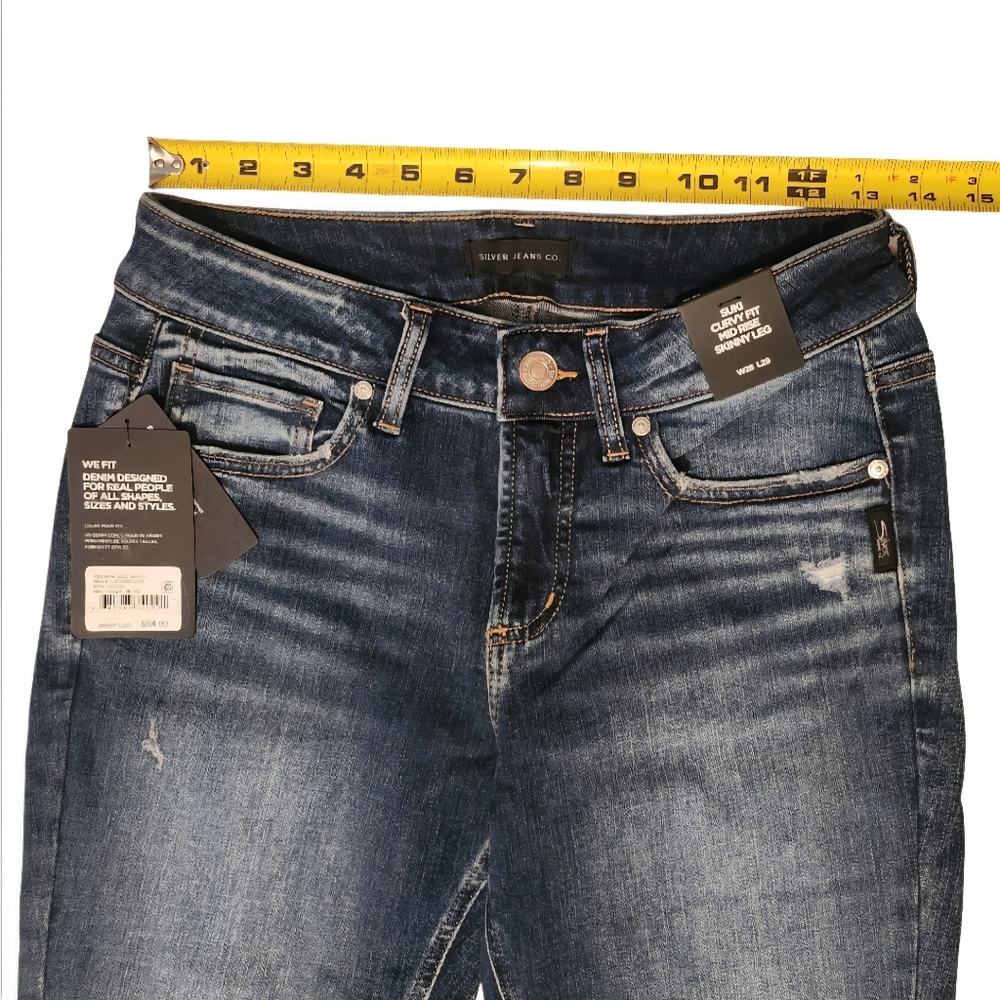 Womens Silver Jeans Co. Suki Curvy Fit Mid Rise Jeans Distressed 28/29 MSRP $84 - Picture 4 of 15